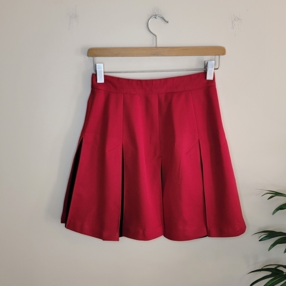 Vintage Dallas Knitting Co Red & Black Pleated Cheerleader Skirt